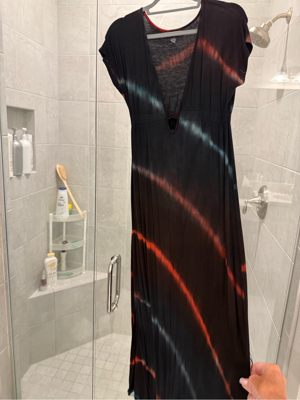 Women's Black Tie-Dye Swim Coverup Maxi